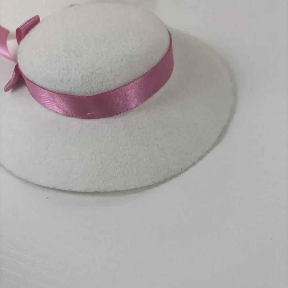 American Girl Doll Marie Grace Summer White Hat Pink Ribbon -  Meet Accessories